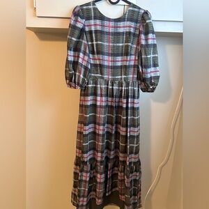 All Saints Plaid Dress in Green and Pink